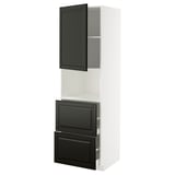 METOD Küchenzeile: weiß & schwarz, modernes Design, 3 Sektionen, 2 Schubladen, abgeschrägte Kanten.