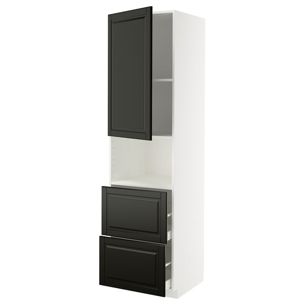 Schwarz-weiße METOD-Küchenzeile mit Schubladen und Schrank.