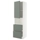 Ikea METOD Küchenzeile, weiß & graugrün, schlank & modern, hoch mit Schubladen & Regalen.