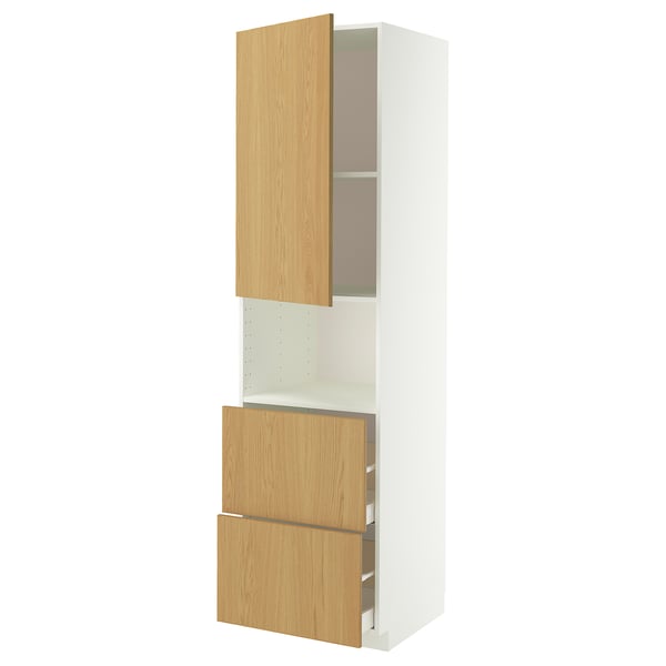 METOD / MAXIMERA HS f Mikro m Tür/2 Sch, weiß/Sinarp Eichenfurnier, 60x60x220 cm