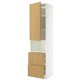 METOD-Küchenschrank in Weiß und Eiche mit zwei Schubladen und glatter Tür. Modernes und funktionales Design.