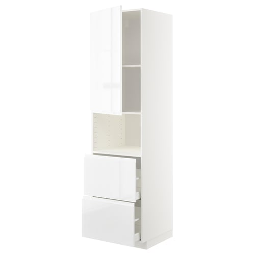 Weißer Ikea METOD Küchenschrank mit Hochglanz-Finish und schlankem Design.