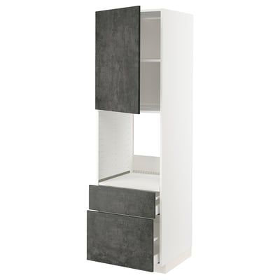 Weißer METOD Küchenzeile mit dunkelgrauer Schublade und Tür, modernes Design.