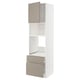 METOD Küchenzeile: mattgrau-beige, moderner, hoher Schrank mit Schubladen und Einlegeböden.