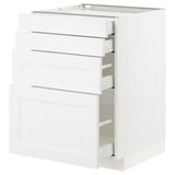 Weißer METOD-Küchenschrank mit glatten Schubladen und Soft-Close-Funktion.