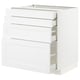 Ein weißer METOD-Küchenschrank mit mehreren Schubladen. Der Schrank hat ein modernes, klares Design mit einem stabilen Rahmen und selbstschließenden Schubladen.