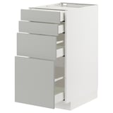 METOD Küchenzeile. Weiß und Grau. 4 Schubladen. Modernes, klares Design. Metall und Holz.