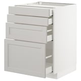 Dieses Bild zeigt einen weißen METOD Küchenschrank mit vier Schubladen in klassischem Design.