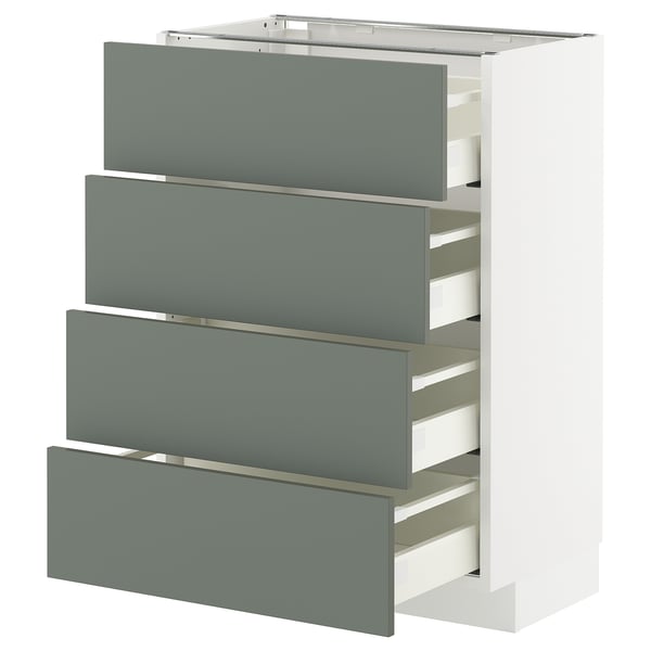 METOD Küchenzeile, graugrün, vier Schubladen, modernes Design.