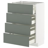 METOD Küchenzeile, graugrün, vier Schubladen, modernes Design.