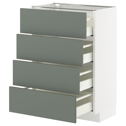 METOD Küchenzeile, graugrün, vier Schubladen, modernes Design.