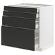 Moderne schwarze IKEA METOD Küchenzeile mit vier Schubladen, schlankes Design.