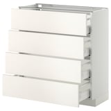 Weißer METOD-Küchenzeile mit vier Schubladen, schlankem und modernem Design.
