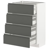 METOD Küchenzeile mit 4 dunkelgrauen Schubladen; Weißer Rahmen, schlankes Design.