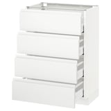 Ein weißer METOD-Küchenschrank mit vier integrierten Schubladen in einem modernen, minimalistischen Design.