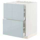 METOD-Schrank mit kallarp hochglänzenden graublauen Fronten, rechteckige Form, 2 Schubladen, schlankes, modernes Design.