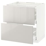 Weißer METOD-Küchenschrank mit glänzenden grauen Schubladen und modernem Design.