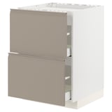 METOD Küchenzeile mit zwei beigen Schubladen, minimalistischem Design, mattgrau-beige Fronten.