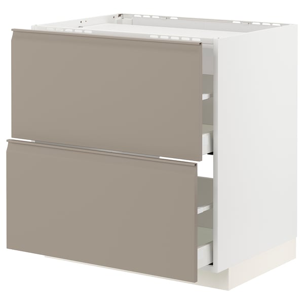 METOD Küchenzeile: modern, beige-braun, mit zwei Schubladen, Soft-Close-Funktion, rechteckige Form, klare Linien.