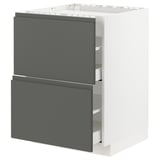 Moderner Küchenschrank: METOD mit dunkelgrauen Voxtorp-Schubladen, schlankes, rechteckiges Design.