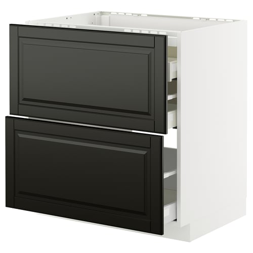 Schwarz-weiße Küchenzeile mit zwei großen Schubladen und schlankem Design für moderne Küchen.