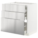 METOD-Küchenzeile aus Edelstahl mit drei Schubladen, schlankem und modernem Design, ideal für jede moderne Küche.