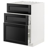 METOD Küchenzeile mit schwarzen Lerhyttan-Schubladen und Schrank für Einbauofen/Spüle.