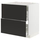 Moderne Küchenzeile, weiß & schwarz. Zwei Schubladen, schlankes Design, langlebig.