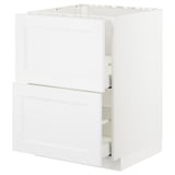 Ein weißer METOD-Küchenschrank mit zwei Schubladen, der sich durch ein schlankes und modernes Design mit glatten Oberflächen und grifflosen Schubladen auszeichnet.