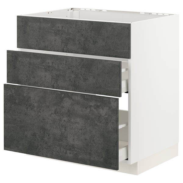 Ikea METOD Küchenzeile in Grau, drei Schubladen, modernes Design.