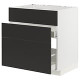 METOD Küchenzeile: mattschwarz & weiß, modern, mehrere Schubladen, schlank und modern.