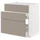 Moderne Küchenzeile, grau-beiger METOD-Schrank mit 2 Schubladen, schlankes Design.