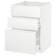 Weißer METOD-Küchenschrank, schlankes, minimalistisches Design, drei Schubladen, modern.