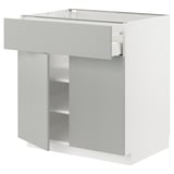 Moderner weißer Küchenschrank mit Einzelschublade und Regal.