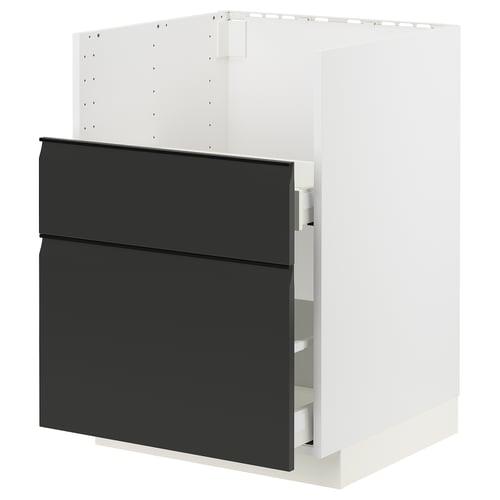 METOD Küchenschrank in mattem Schwarz mit modernem Griff, schlankem rechteckigem Design und stabiler Rahmenkonstruktion.