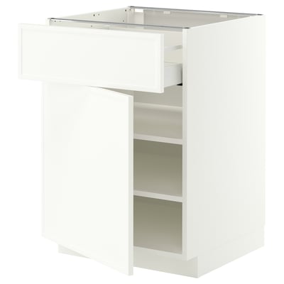 METOD / MAXIMERA Unterschrank mit Schublade/Tür, weiß/Aspudden matt weiß, 60x60 cm