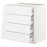 METOD weißer Küchenschrank mit vier Schubladen, schlankem Design, hochwertigem Material.