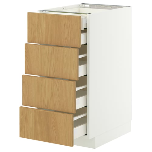 METOD / MAXIMERA Uschr 4 Fr/2 Sch/3 haho Sch, weiß/Sinarp Eichenfurnier, 40x60 cm