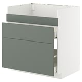 Moderner graugrüner Küchenschrank mit zwei Schubladen und schlankem Design, Teil des IKEAS METOD-Systems.