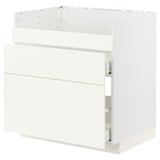 Weißer Küchenschrank, modernes Design mit glatten Schubladen, Teil des METOD-Systems.