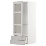 Weißer METOD-Küchenschrank mit Glasböden und Schubladen.