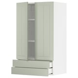 Ikea METOD Küchenzeile, grün, mit Schubladen und Regal.