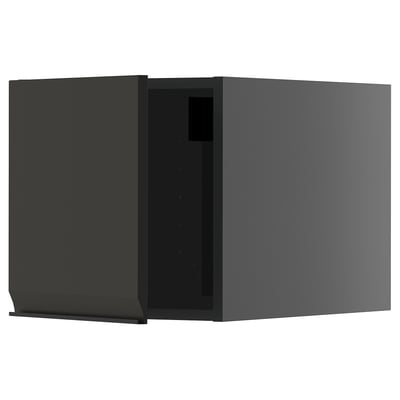 Moderner schwarzer IKEA METOD Küchenschrank, schlank und rechteckig mit glatten Kanten.