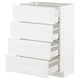 Ein weißer METOD-Küchenschrank mit mehreren Schubladen. Das klare, minimalistische Design bietet viel Stauraum mit leichtgängigen, selbstschließenden Schubladen.