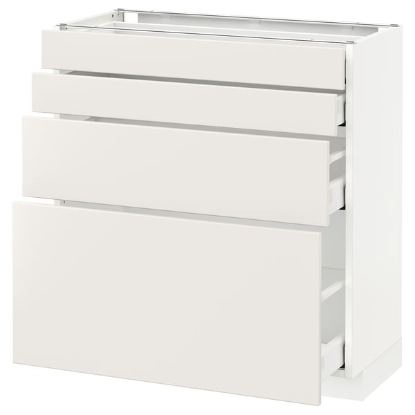 Ikea METOD Küchenschrank mit 4 Schubladen, glänzende Oberfläche.
