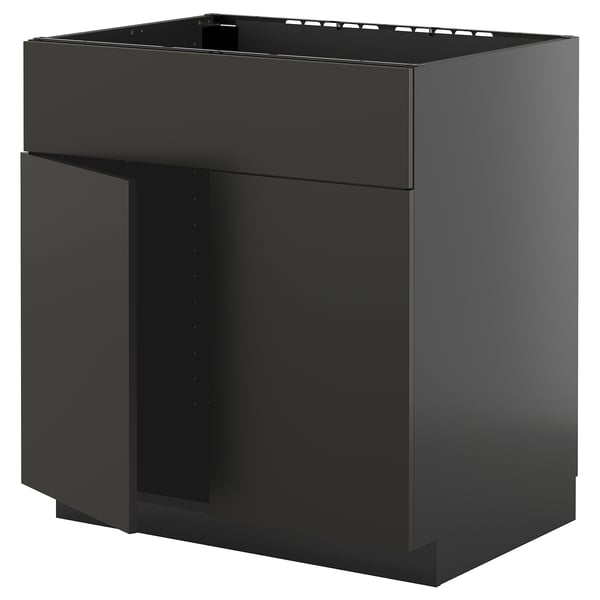 Schwarzer METOD-Küchenschrank mit schlankem, modernem Design.