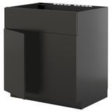 Schwarzer METOD-Küchenschrank mit schlankem, modernem Design.