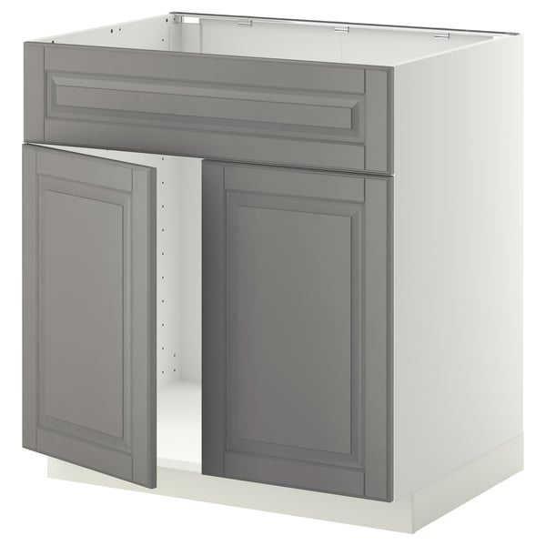Ikea METOD Küchenschrank, grau, rechteckig, traditionelle abgeschrägte Kanten.