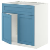 METOD Unterschr f Spüle+2 Türen/Front, weiß/Lerhyttan blau, 80x60 cm