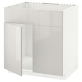 Ein weißer METOD-Küchenschrank mit glänzender Oberfläche. Der Schrank ist rechteckig und für eine moderne Küche konzipiert, mit klaren Linien und einem minimalistischen Look.